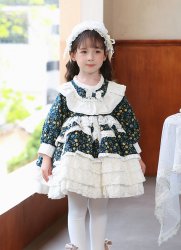 Cotton Floral Ruffle Victorian Dress For Little Girls Cottagecore Special Occasion Outfit Cotton Floral Ruffle Victorian Dress For Little Girls Cottagecore Special Occasion Outfit