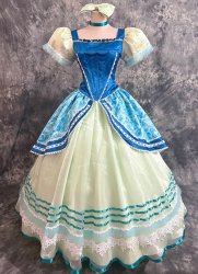 Customized Blue Luxury Satin Corset Bodice Adult Princess Cosplay Dress Women Dancing Gown Costume Customized Blue Luxury Satin Corset Bodice Adult Princess Cosplay Dress Women Dancing Gown Costume