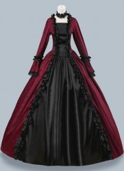 Women Burgundy Brocade Victorian Dress Masquerades Holiday Costume Women Burgundy Brocade Victorian Dress Masquerades Holiday Costume